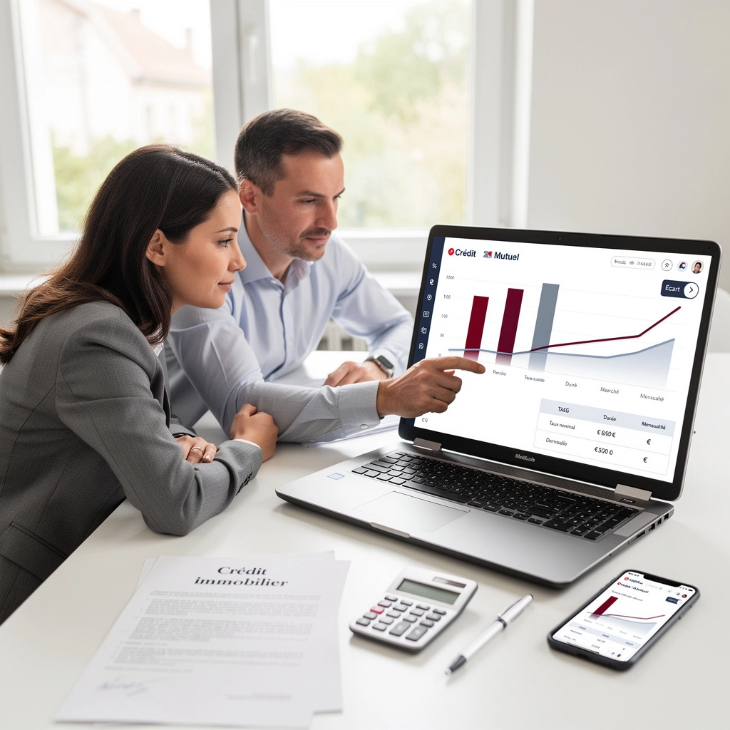 Un banquier et une femme discutent de l'évolution du marché du crédit immobilier