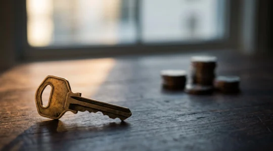 Clé de maison illuminée symbolisant la réduction de l'imposition sur les revenus locatifs