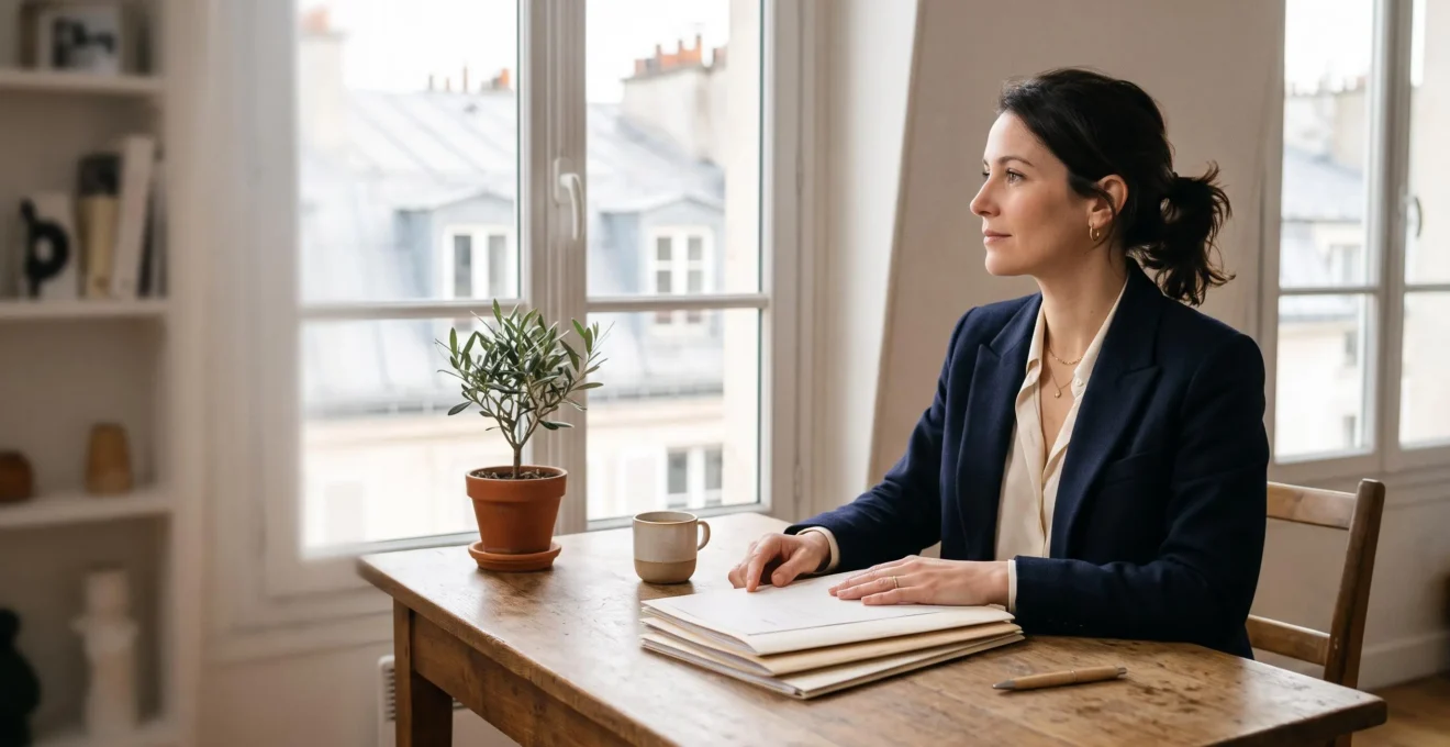 Bureau lumineux avec des dossiers fiscaux organisés symbolisant la vigilance d'un contribuable français