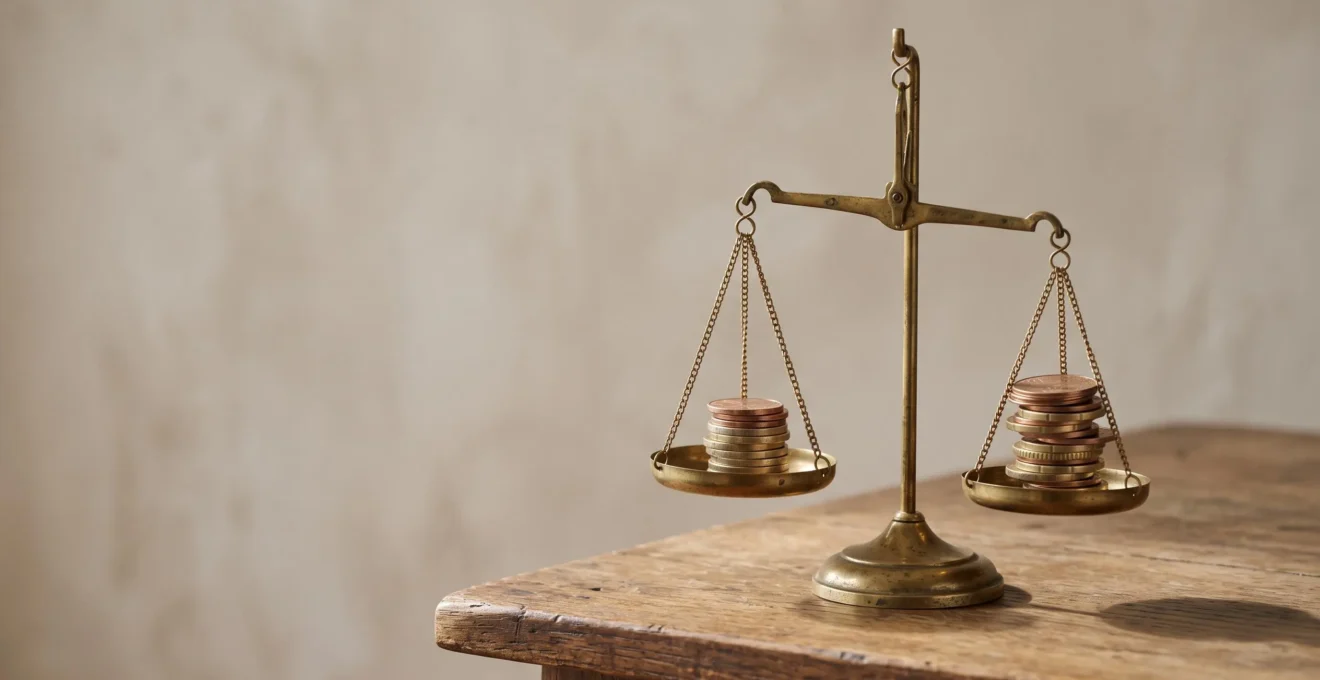 Balance symbolique représentant l'équilibre entre le prélèvement mensuel et l'impôt réellement dû, illustrant le risque de solde d'impôt élevé