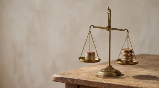 Balance symbolique représentant l'équilibre entre le prélèvement mensuel et l'impôt réellement dû, illustrant le risque de solde d'impôt élevé